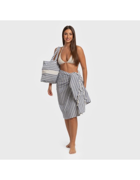 Pack Toalla Pareo + Bolso Raya algodón