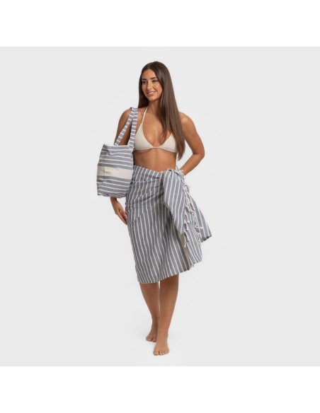 Pack Toalla Pareo + Bolso Raya algodón