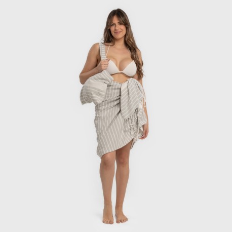 Pack Toalla Pareo + Bolso Raya algodón