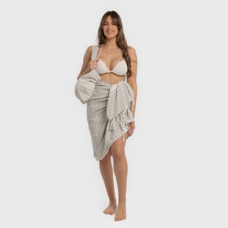 Pack Toalla Pareo + Bolso Raya algodón