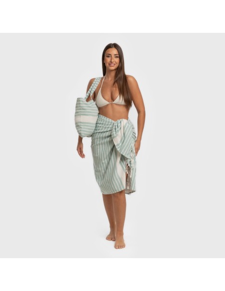 Pack Toalla Pareo + Bolso Raya algodón