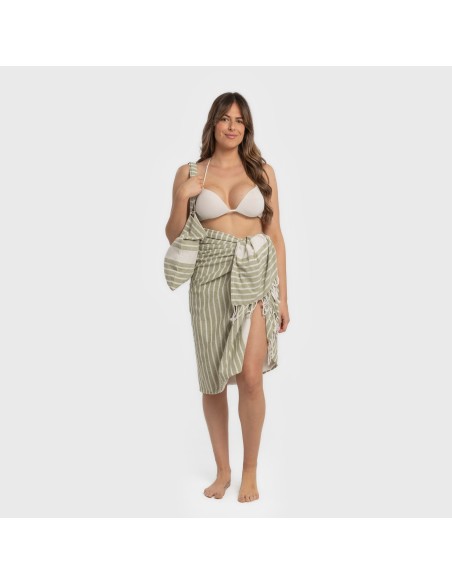 Pack Toalla Pareo + Bolso Raya algodón
