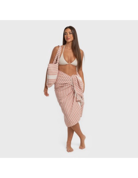 Pack Toalla Pareo + Bolso Raya algodón