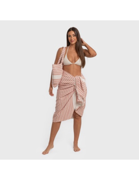 Pack Toalla Pareo + Bolso Raya algodón