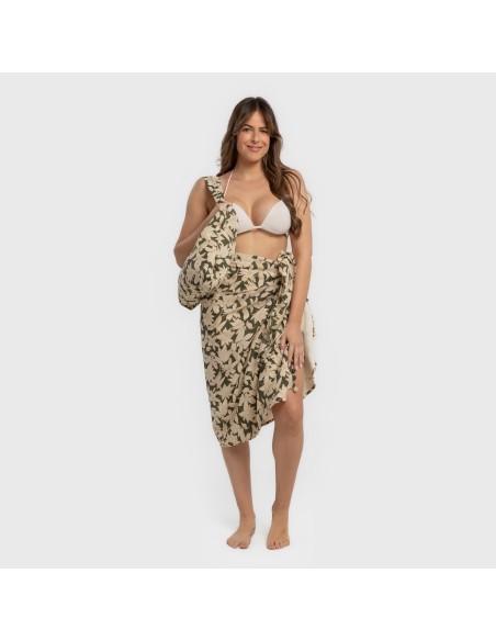 Pack Toalla Pareo + Bolso Charamo verde caceria