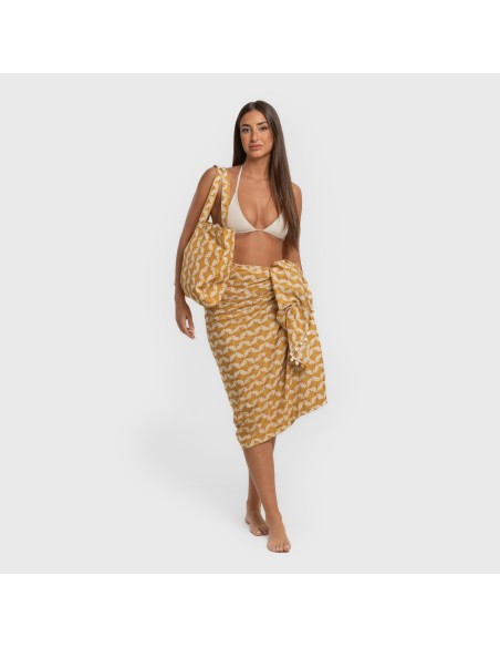 Pack Toalla Pareo + Bolso Calsita ocre
