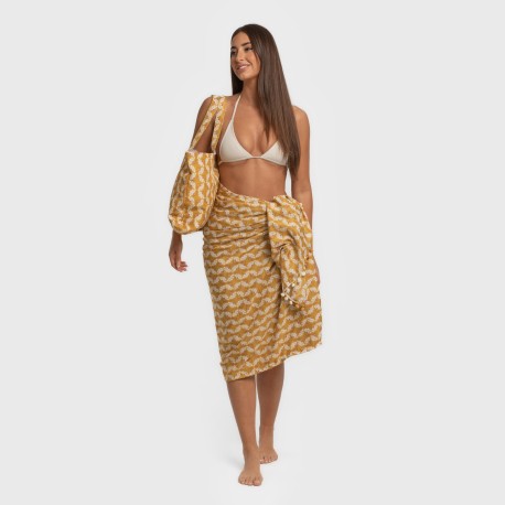 Pack Toalla Pareo + Bolso Calsita ocre