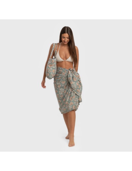 Pack Toalla Pareo + Bolso Venus agua marina