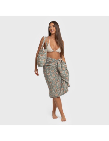 Pack Toalla Pareo + Bolso Venus agua marina