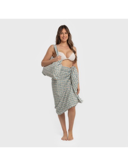 Pack Toalla Pareo + Bolso Eloina agua marina