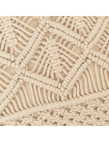 Cojin cuadrante algodón macramé Cleto natural 45x45 - funda + relleno