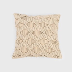 Cojin cuadrante algodón macramé Chini natural 45x45 - funda + relleno