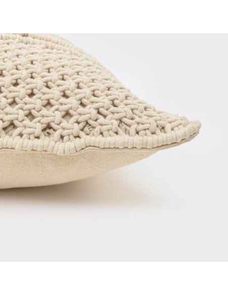 Cojin cuadrante algodón macramé Megara natural 45x45 - funda + relleno