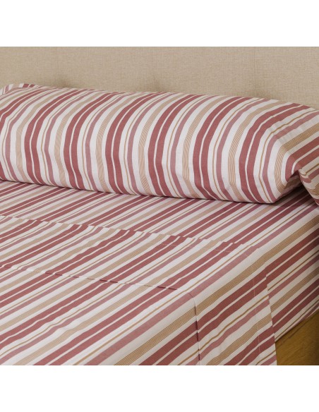 Juego de sábanas Raya Calendula rosa