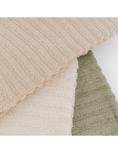 Set 3 paños de cocina algodón liso natural/topo/verde seco