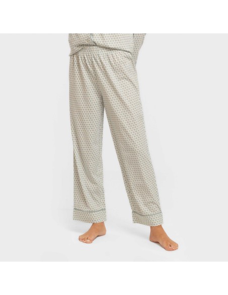 Pijama largo camisero algodón mujer Dune indigo