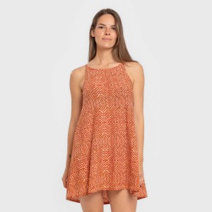 Vestido corto tirantes crepe Silda teja