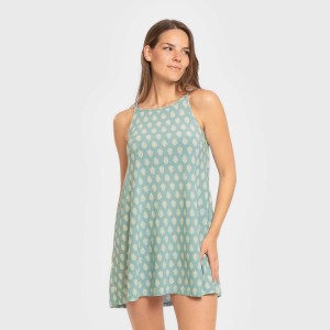 Vestido corto tirantes crepe Soma verde francés 2