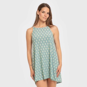 Vestido corto tirantes crepe Soma verde francés