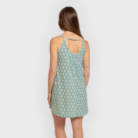 Vestido corto tirantes crepe Soma verde francés