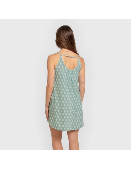 Vestido corto tirantes crepe Soma verde francés