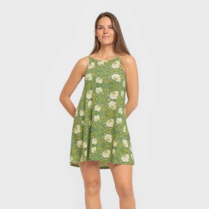 Vestido corto tirantes crepe Priya verde