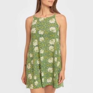 Vestido corto tirantes crepe Priya verde 2