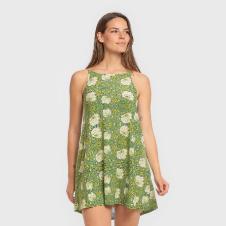 Vestido corto tirantes crepe Priya verde
