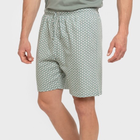 Pijama corto algodón hombre Sassy verde azulado