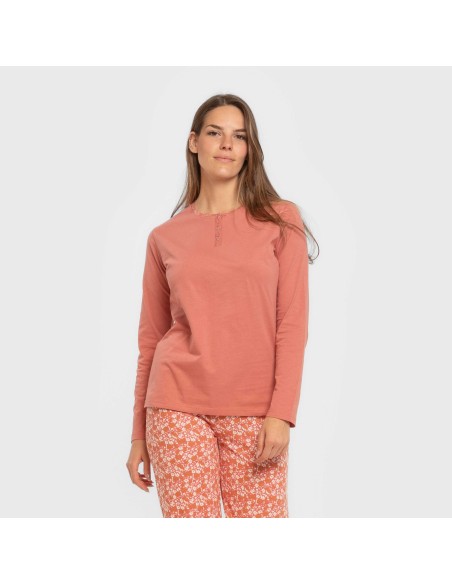 Pijama largo algodón Mesalia marsala