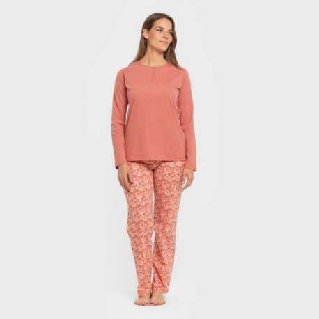 Pijama largo algodón Mesalia marsala