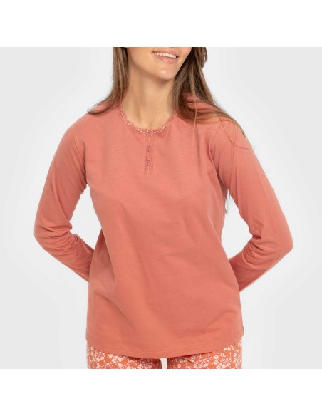 Pijama largo algodón Mesalia marsala