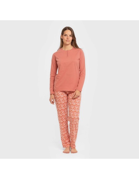 Pijama largo algodón Mesalia marsala