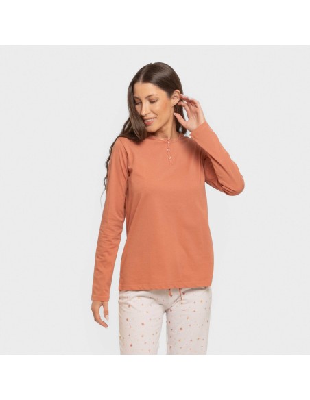 Pijama largo algodón Condy ocre - caldera