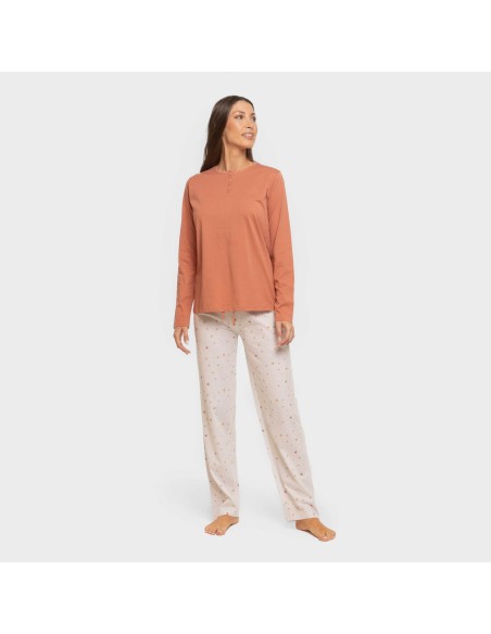 Pijama largo algodón Condy ocre - caldera
