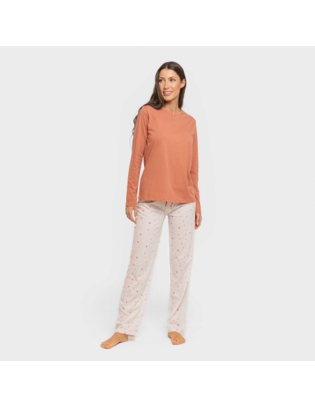 Pijama largo algodón Condy ocre - caldera