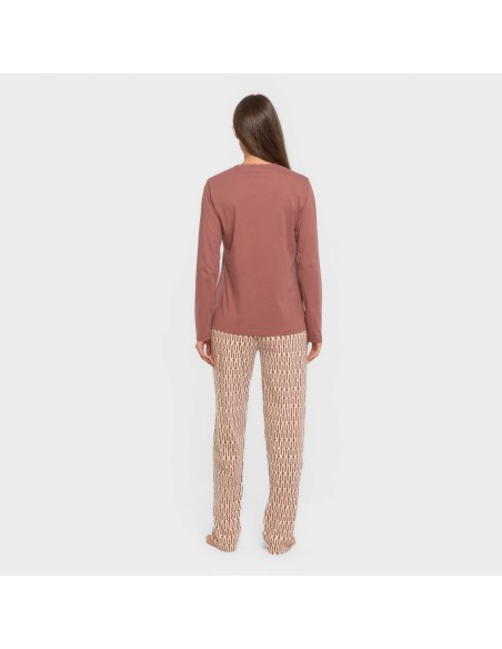 Pijama largo algodón Eucalipto malva rosa