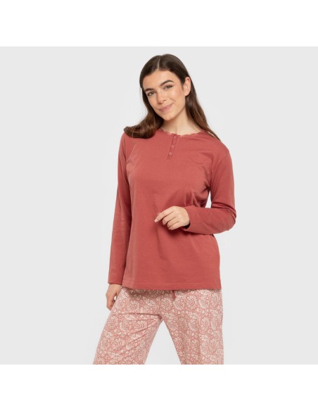 Pijama largo algodón Rastberry rosa