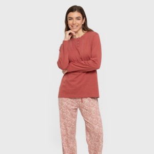 Pijama largo algodón Rastberry rosa 2