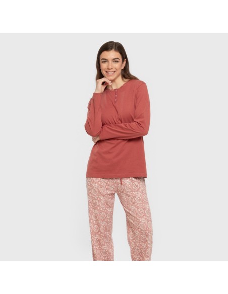 Pijama largo algodón Rastberry rosa