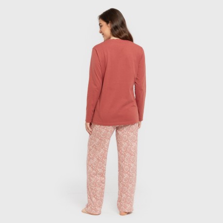 Pijama largo algodón Rastberry rosa