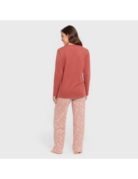 Pijama largo algodón Rastberry rosa