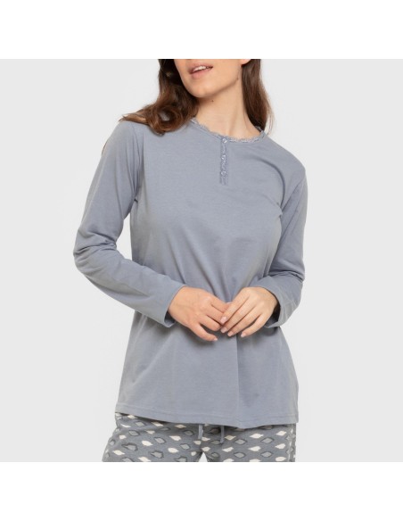 Pijama largo algodón Ocean indigo