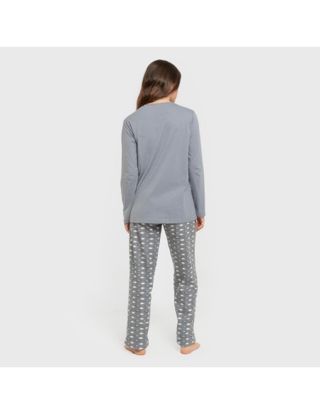 Pijama largo algodón Ocean indigo