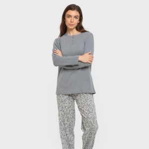 Pijama largo algodón Lauri indigo 2