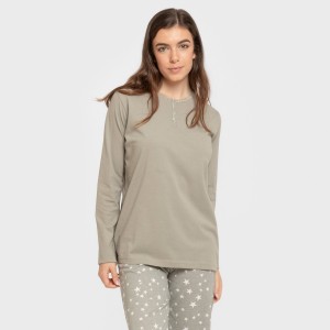 Pijama largo algodón Estrellita verde seco