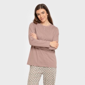 Pijama largo algodón Narciso berenjena seco