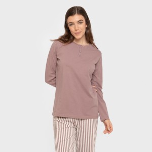 Pijama largo algodón Raya Kodac berenjena seco