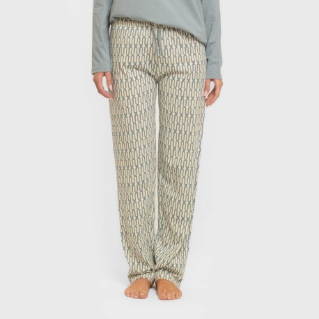 Pijama largo algodón Eucalipto celeste