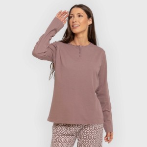 Pijama largo algodón Dimitri berenjena